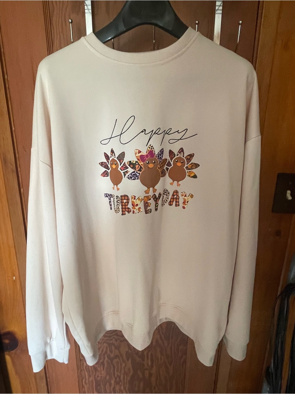 Cream 'Happy Turkey Day' Graphic Crewneck Sweater